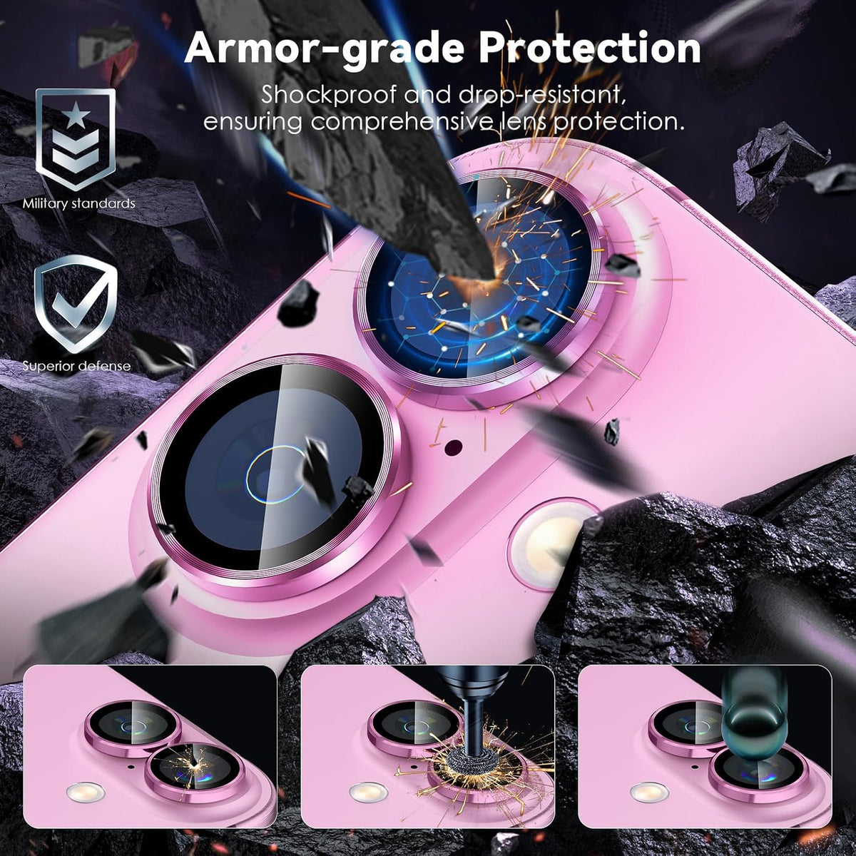 Camera Lens Protector Alloy Frame for iPhone 16 Plus