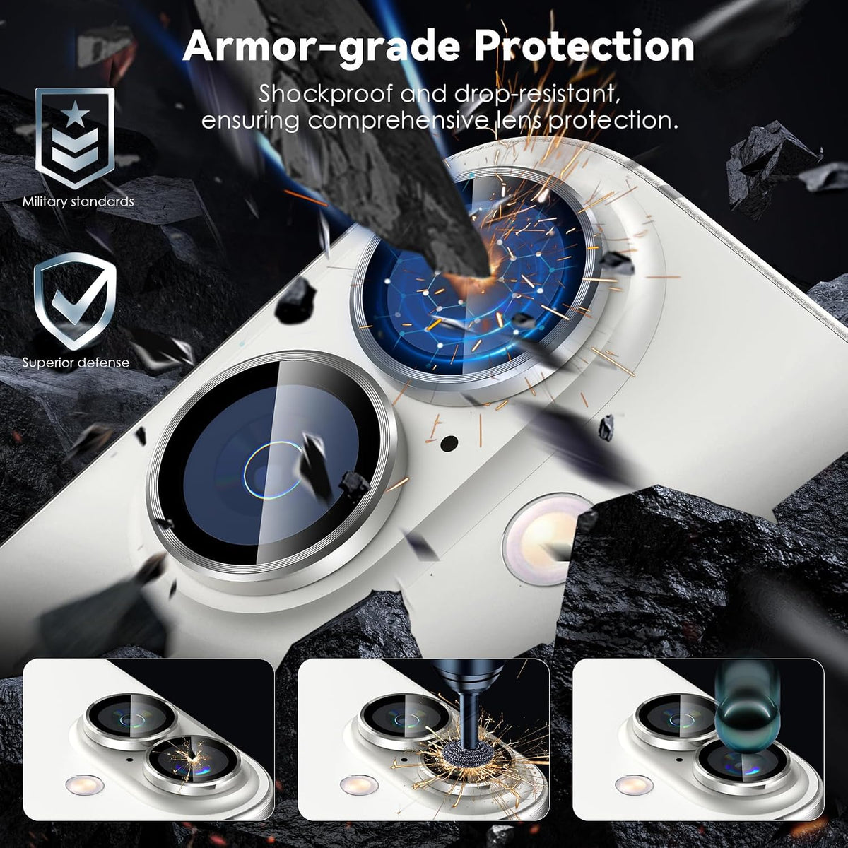 Camera Lens Protector Alloy Frame for iPhone 16 Plus