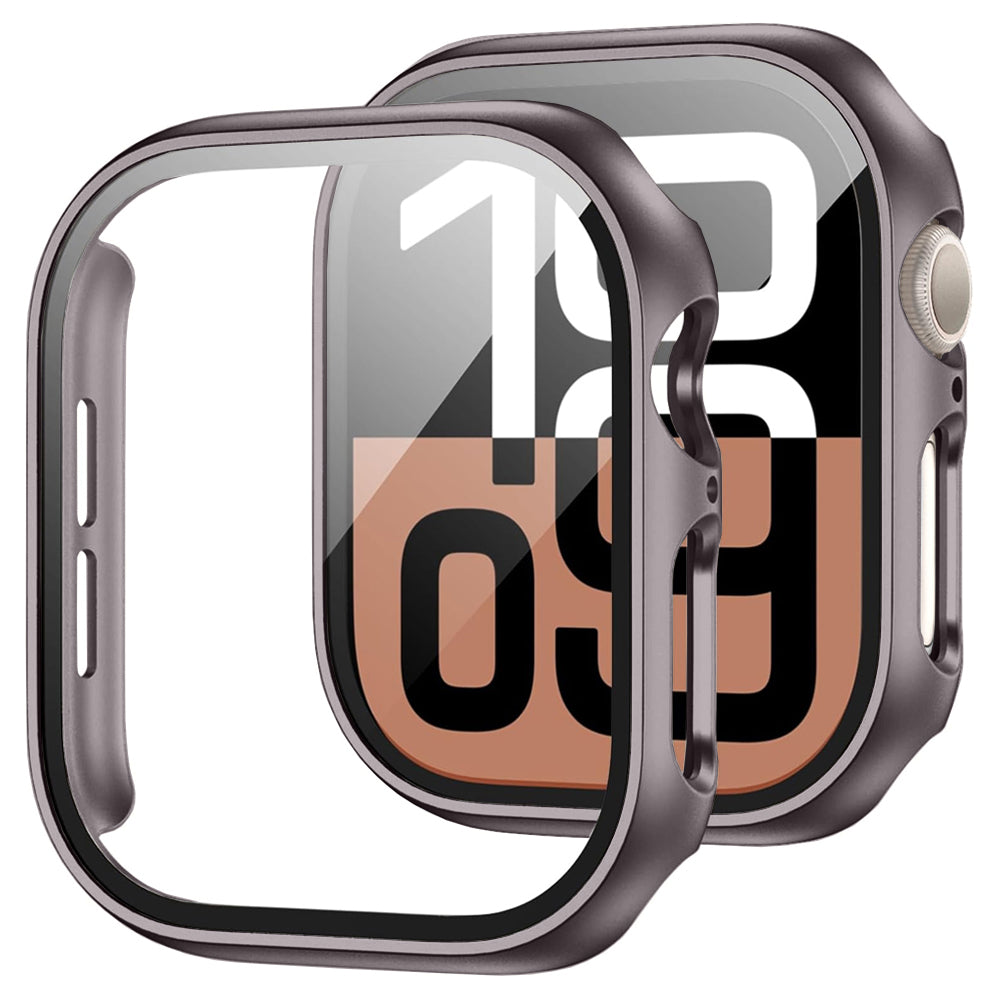 Apple Watch Series 11 (42mm) Case with Glass Screen Protector by SwiftShield (2 Pack - Natural Titanium)