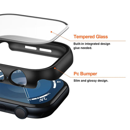 Apple Watch Series 11 (42mm) Case with Glass Screen Protector by SwiftShield (2 Pack - Black)