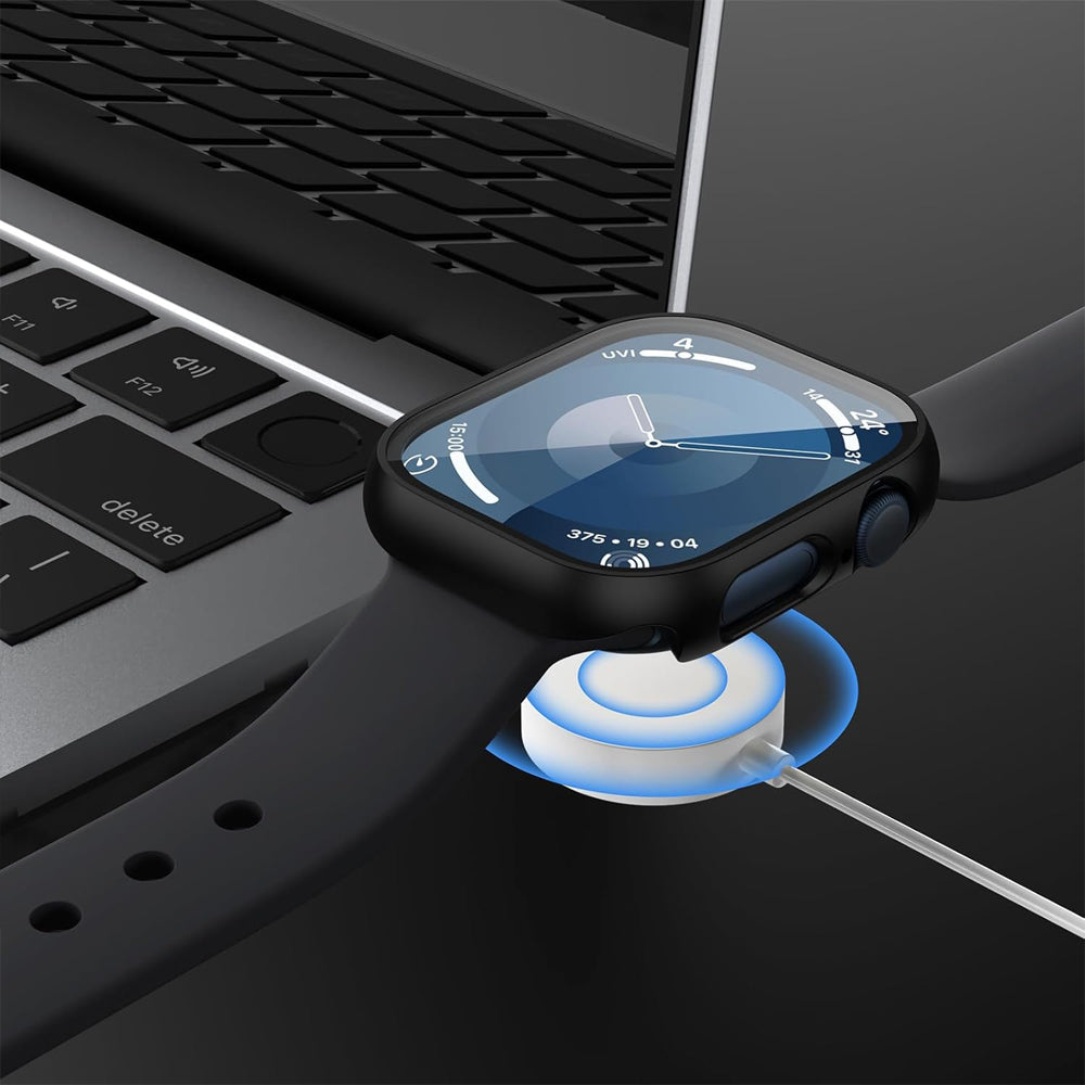 Apple Watch Series 10 (46mm) Case with Glass Screen Protector by SwiftShield (2 Pack - Gold Titanium)