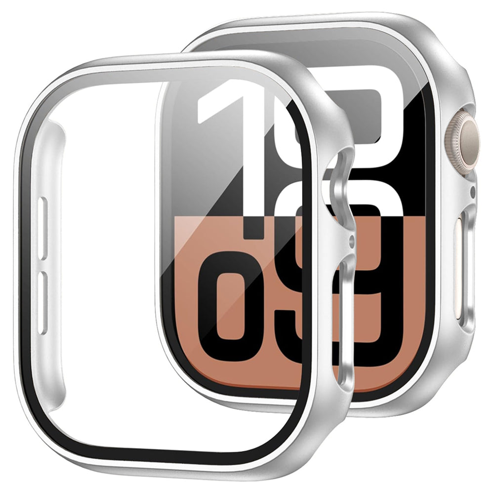 Apple Watch Series 11 (46mm) Case with Glass Screen Protector by SwiftShield (2 Pack - Silver)