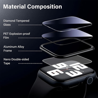 Apple Watch SE Series 2 44mm Glass Screen Protector Alignment Kit by SwiftShield (2 Pack - Black)