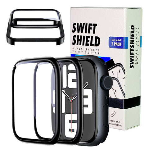 Apple Watch 44mm Glass Screen Protector Alignment Kit by SwiftShield (2 Pack - Black)