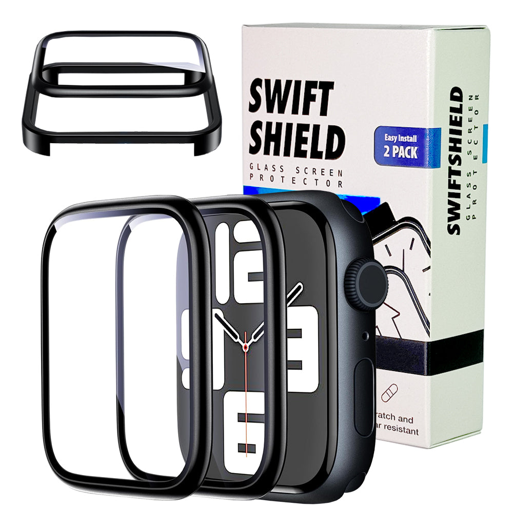 Apple Watch SE Series 2 44mm Glass Screen Protector Alignment Kit by SwiftShield (2 Pack - Black)