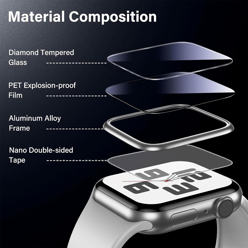 Apple Watch SE Series 3 40mm Glass Screen Protector Alignment Kit by SwiftShield (2 Pack - Silver)