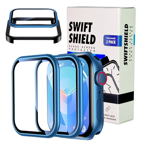 Apple Watch 45mm Glass Screen Protector Alignment Kit by SwiftShield (2 Pack - Blue)