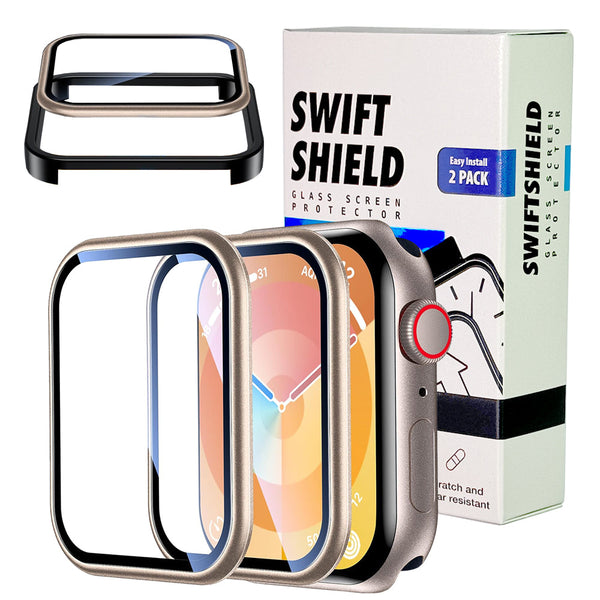 Apple Watch 41mm Glass Screen Protector Alignment Kit by SwiftShield (2 Pack - Starlight)