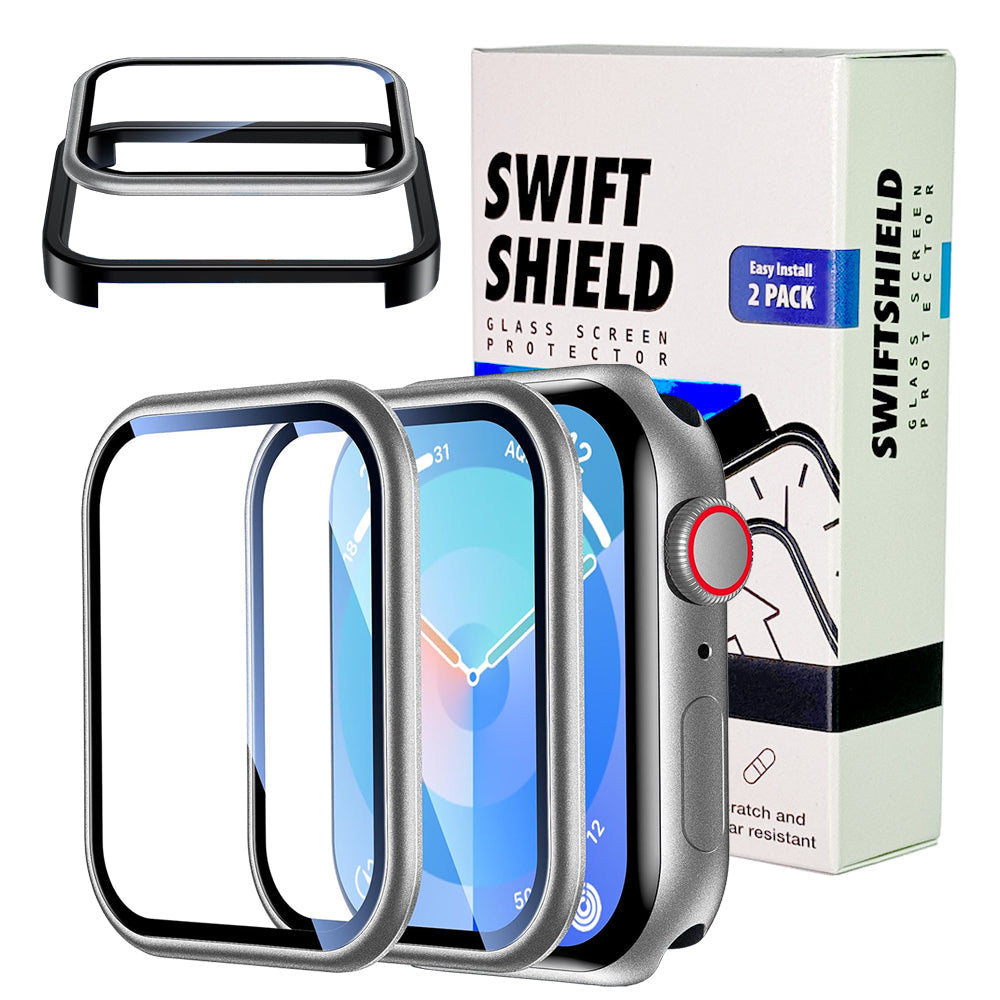 Apple Watch 41mm Glass Screen Protector Alignment Kit by SwiftShield (2 Pack - Silver)
