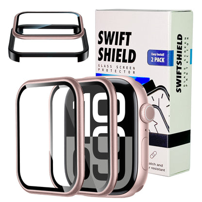 Apple Watch Series 11 (46mm) Glass Screen Protector Alignment Kit by SwiftShield (2 Pack - Rose Gold)