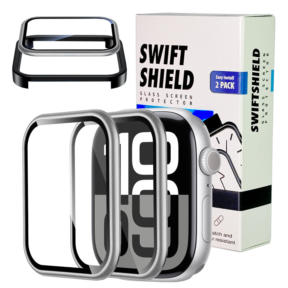 Apple Watch Series 11 (42mm) Glass Screen Protector Alignment Kit by SwiftShield (2 Pack - Silver)