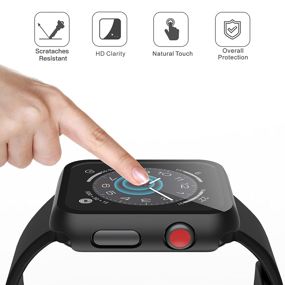 Apple Watch 38mm Case with Glass Screen Protector by SwiftShield (2 Pack - Clear)