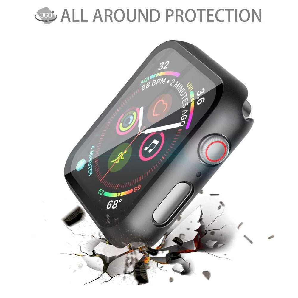 Apple Watch SE Series 2 40mm Case with Glass Screen Protector by SwiftShield (2 Pack - Black + Clear)