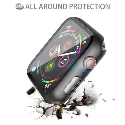 Apple Watch SE Series 2 44mm Case with Glass Screen Protector by SwiftShield (2 Pack - Black)