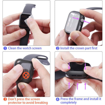 Apple Watch SE Series 2 44mm Case with Glass Screen Protector by SwiftShield (2 Pack - Black + Clear)