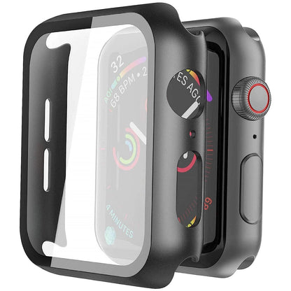 Apple Watch SE Series 2 40mm Case with Glass Screen Protector by SwiftShield (2 Pack - Black + Clear)