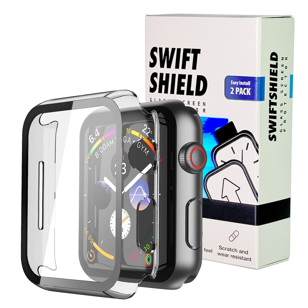 Apple Watch SE Series 3 40mm Case with Glass Screen Protector by SwiftShield (2 Pack - Clear)