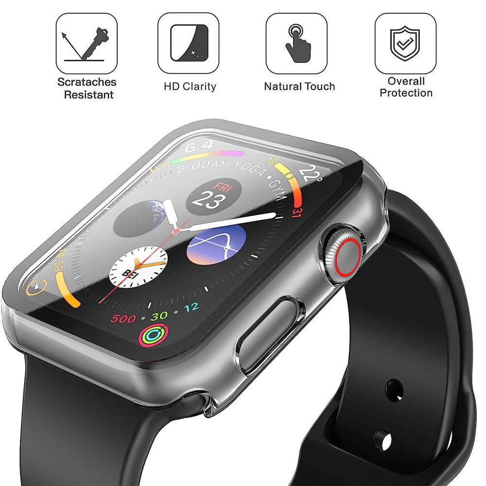 Apple Watch SE Series 3 40mm Case with Glass Screen Protector by SwiftShield (2 Pack - Clear)