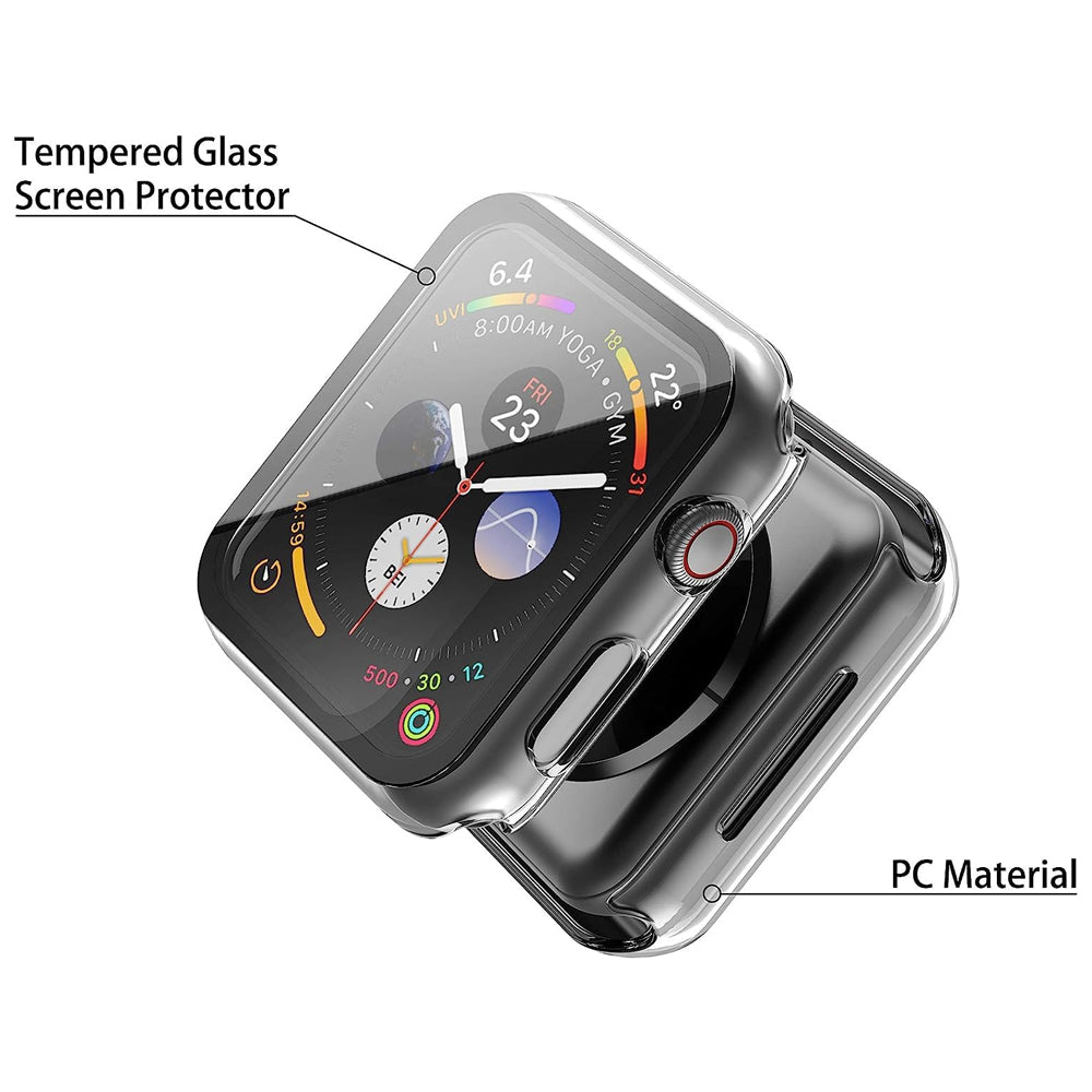 Apple Watch SE Series 3 44mm Case with Glass Screen Protector by SwiftShield (2 Pack - Clear)