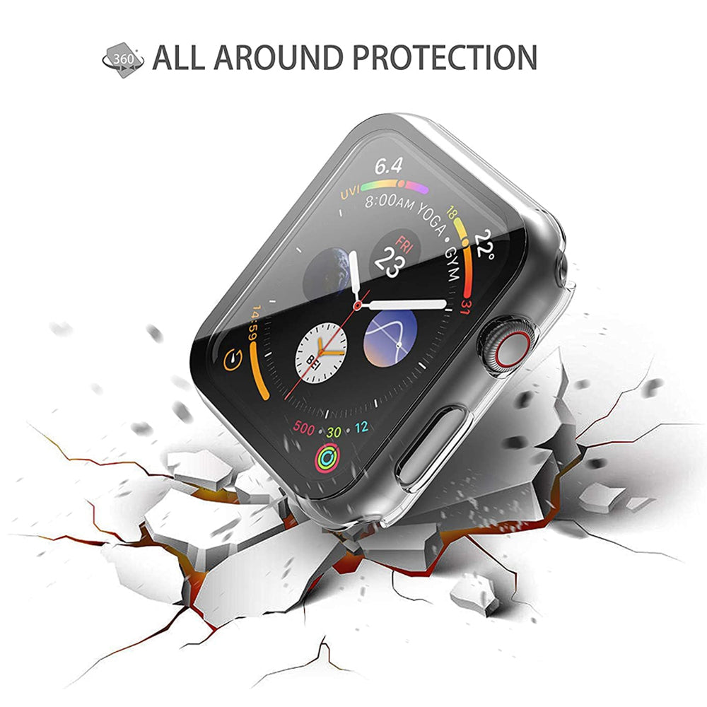 Apple Watch SE Series 2 44mm Case with Glass Screen Protector by SwiftShield (2 Pack - Clear)