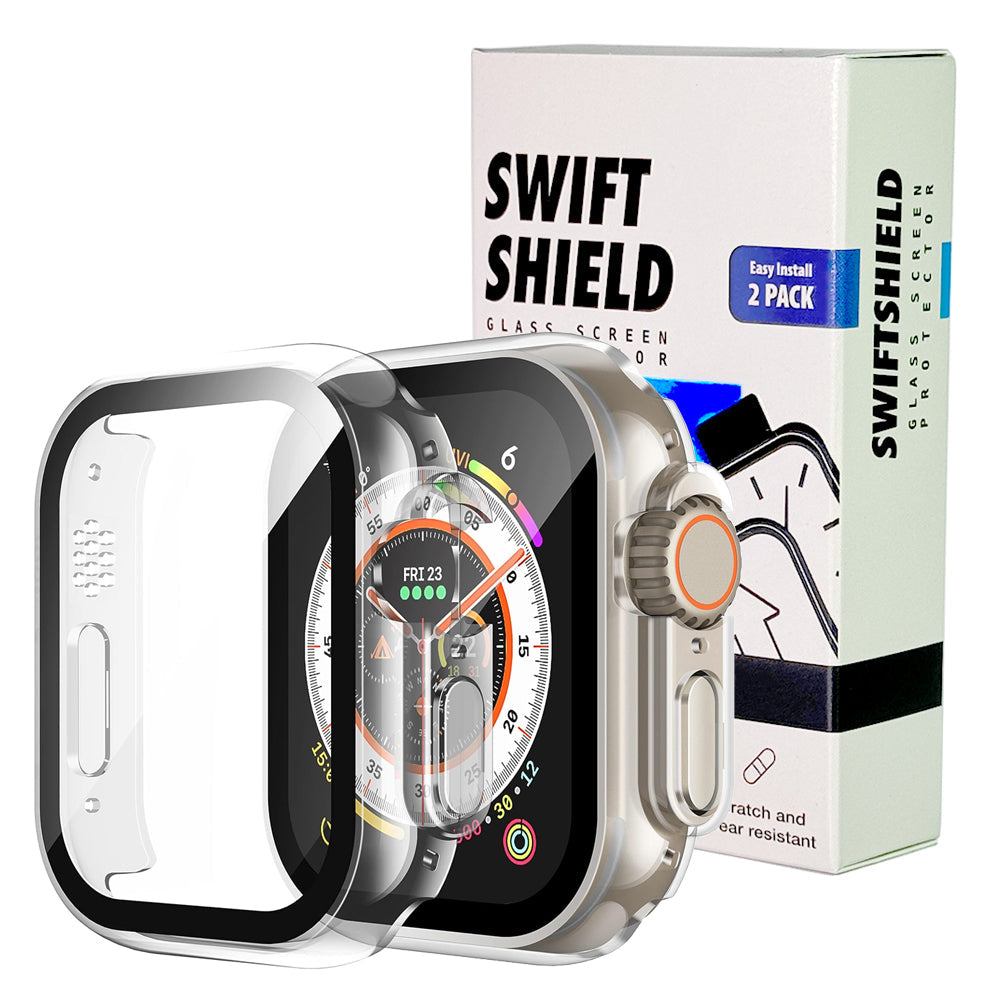 Apple Watch Ultra 3 49mm Case with Glass Screen Protector by Swiftshield (2 Pack - Clear)