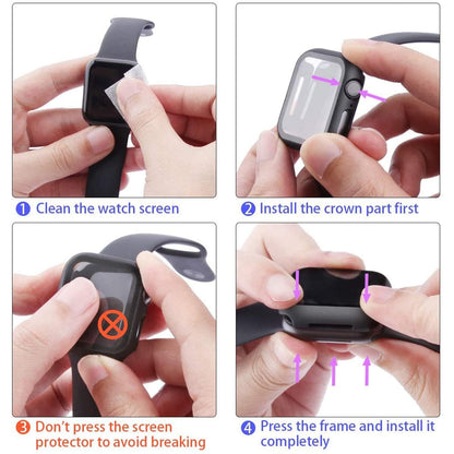 Apple Watch 41mm Case with Glass Screen Protector by SwiftShield (2 Pack - Black + Clear)