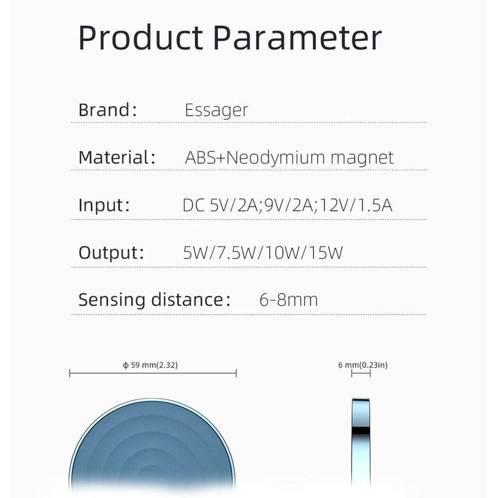 Essager Magnetic Wireless Charger 15W (Magsafe Compatible)