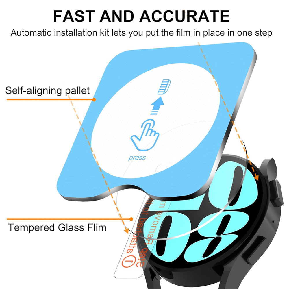 Samsung Galaxy Watch 7 44mm Glass Screen Protector Alignment Kit by SwiftShield (2 Pack - Clear)