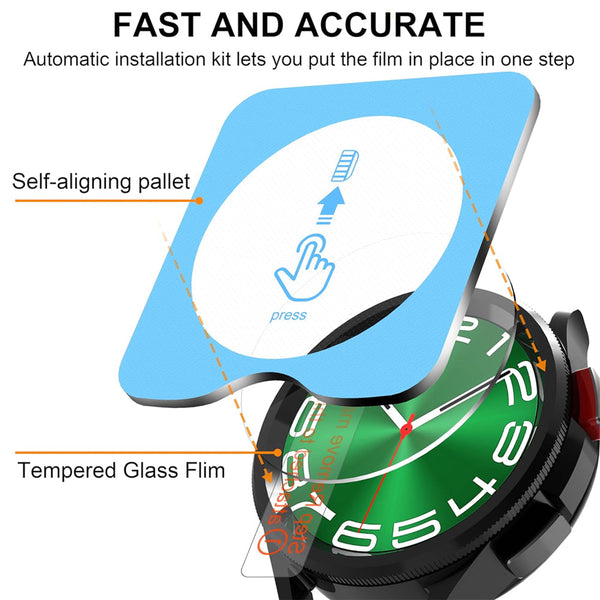 Samsung Galaxy Watch 6 Classic 47mm Glass Screen Protector Alignment Kit by SwiftShield (2 Pack - Clear)