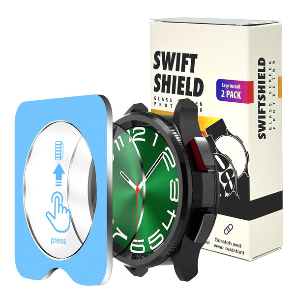 Samsung Galaxy Watch 6 Classic 47mm Glass Screen Protector Alignment Kit by SwiftShield (2 Pack - Clear)