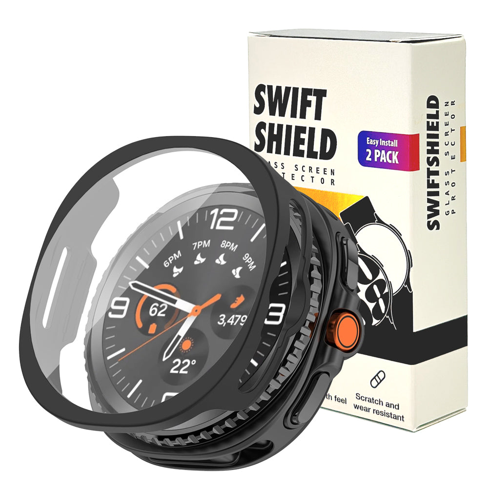 Samsung Galaxy Watch 8 Classic 46mm Case by SwiftShield (2 Pack - Black + Clear)