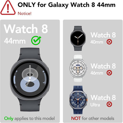 Samsung Galaxy Watch 9 44mm Case with Glass Screen Protector by SwiftShield (2 Pack - Black)
