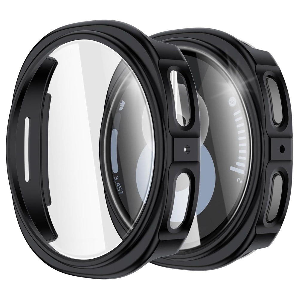 Samsung Galaxy Watch 9 40mm Case with Glass Screen Protector by SwiftShield (2 Pack - Black)