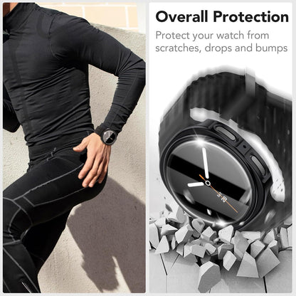 Samsung Galaxy Watch 8 44mm Case with Glass Screen Protector by SwiftShield (2 Pack - Clear)