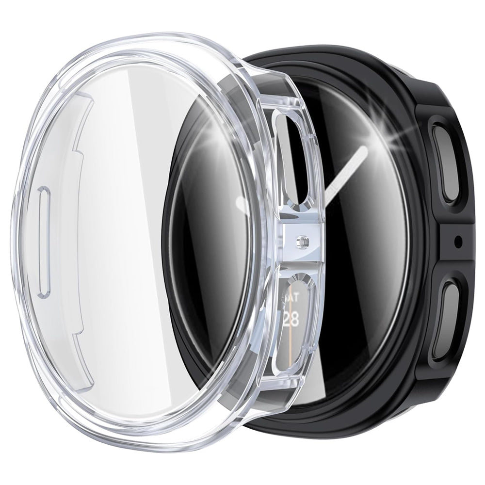 Samsung Galaxy Watch 9 40mm Case with Glass Screen Protector by SwiftShield (2 Pack - Black + Clear)