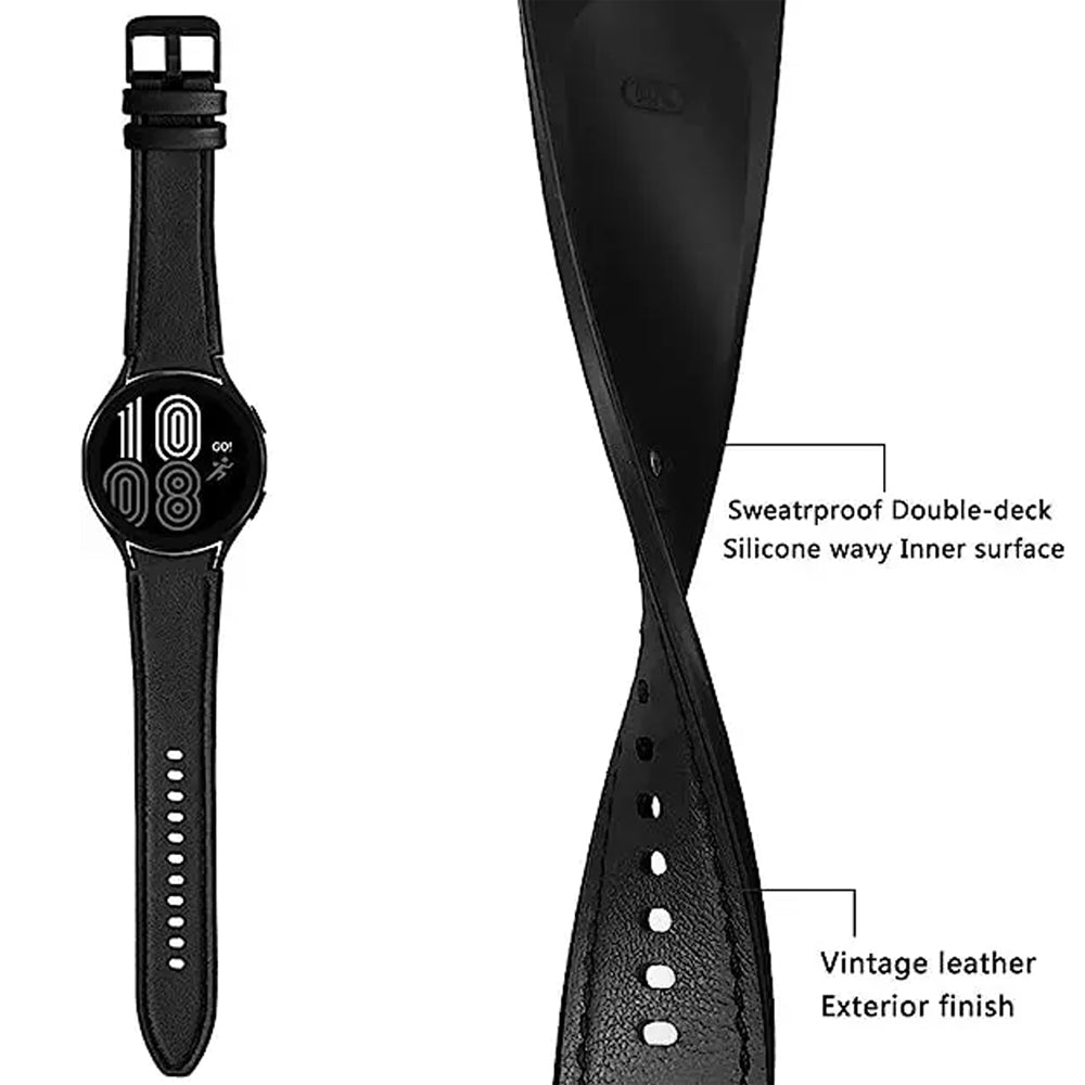 Leather Hybrid No Gap Strap for Samsung Galaxy Watch FE