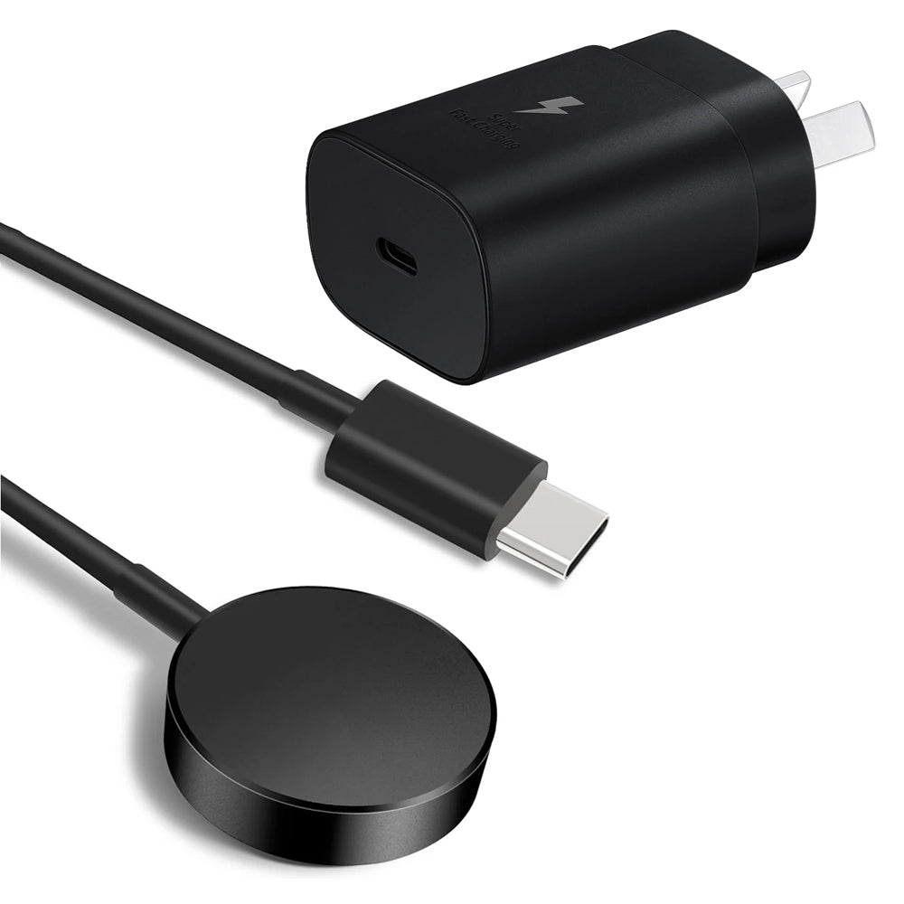 Fast Charger USB-C Metal Dock With 25W Wall Charger for Samsung Galaxy Watch