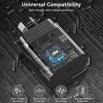 Fast Charger USB-C Metal Dock With 25W Wall Charger for Samsung Galaxy Watch