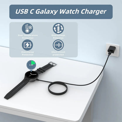 Fast Charger USB-C Metal Dock With 25W Wall Charger for Samsung Galaxy Watch