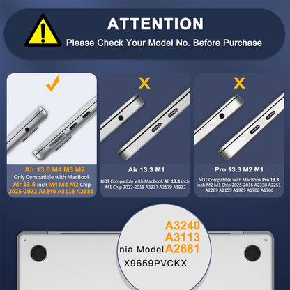 Grey Hard Case for Macbook Air 13.6" (2022 - 2025)