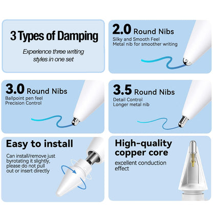 Tip Replacement Precision Metal Wear-Resistant Nibs for Apple Pencil (3-Pack)
