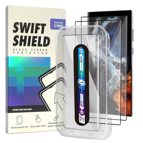 Samsung Galaxy S22 Ultra Clear Premium Tempered Glass Screen Protector Alignment Kit by SwiftShield [2-Pack]