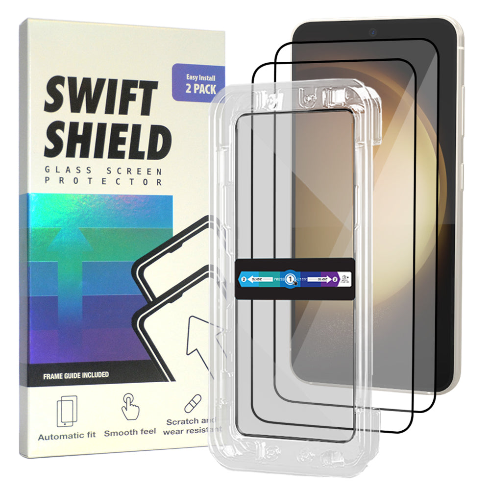 Samsung Galaxy S23 Plus Tempered Glass Screen Protector [2-Pack] with Easy Alignment Frame – Clear, Premium by SwiftShield