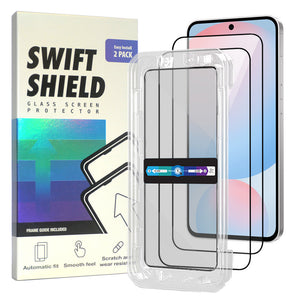 Samsung Galaxy S24 FE Clear Premium Tempered Glass Screen Protector Alignment Kit by SwiftShield [2-Pack]