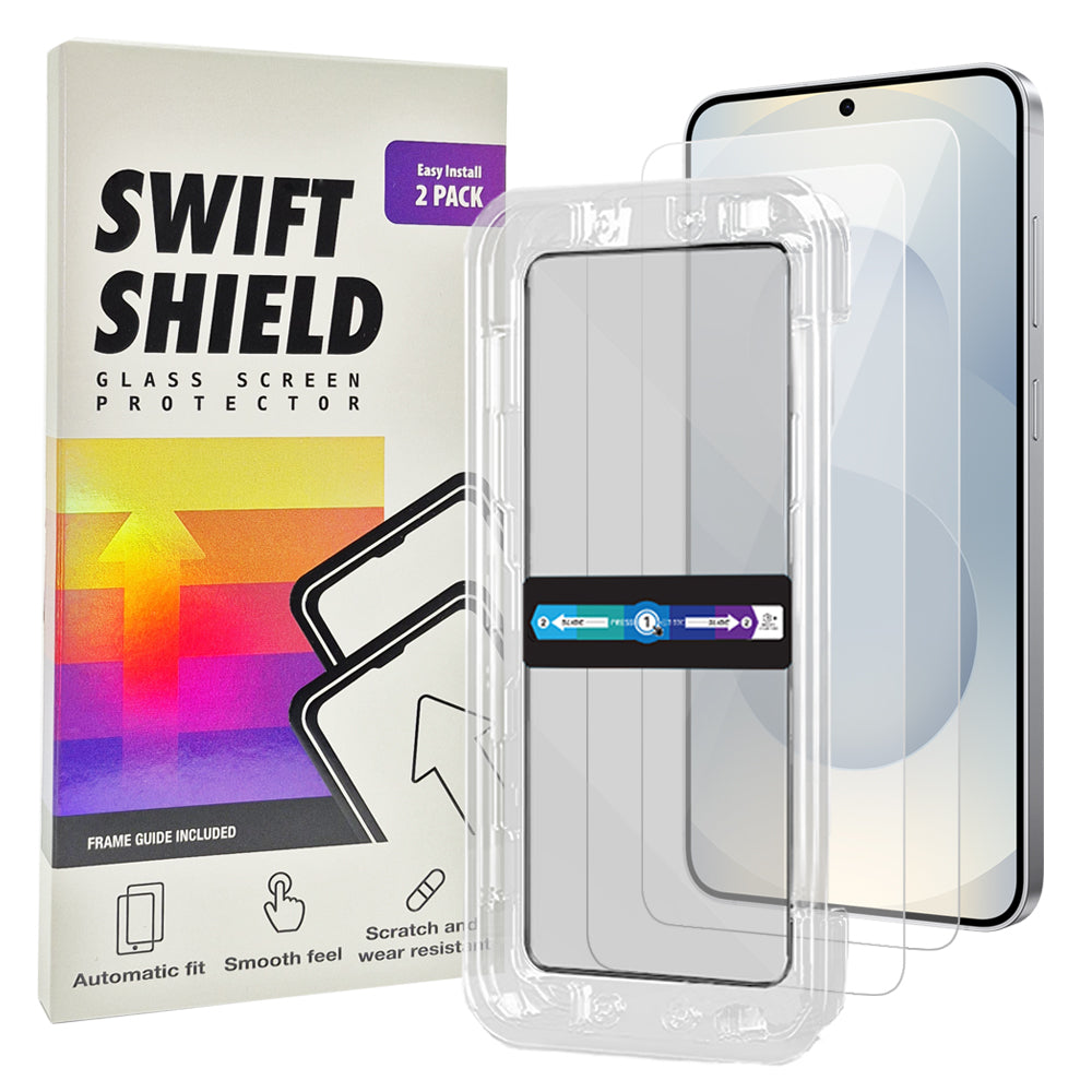 Samsung Galaxy S25 Plus Clear Premium Tempered Glass Screen Protector Alignment Kit by SwiftShield [2-Pack]