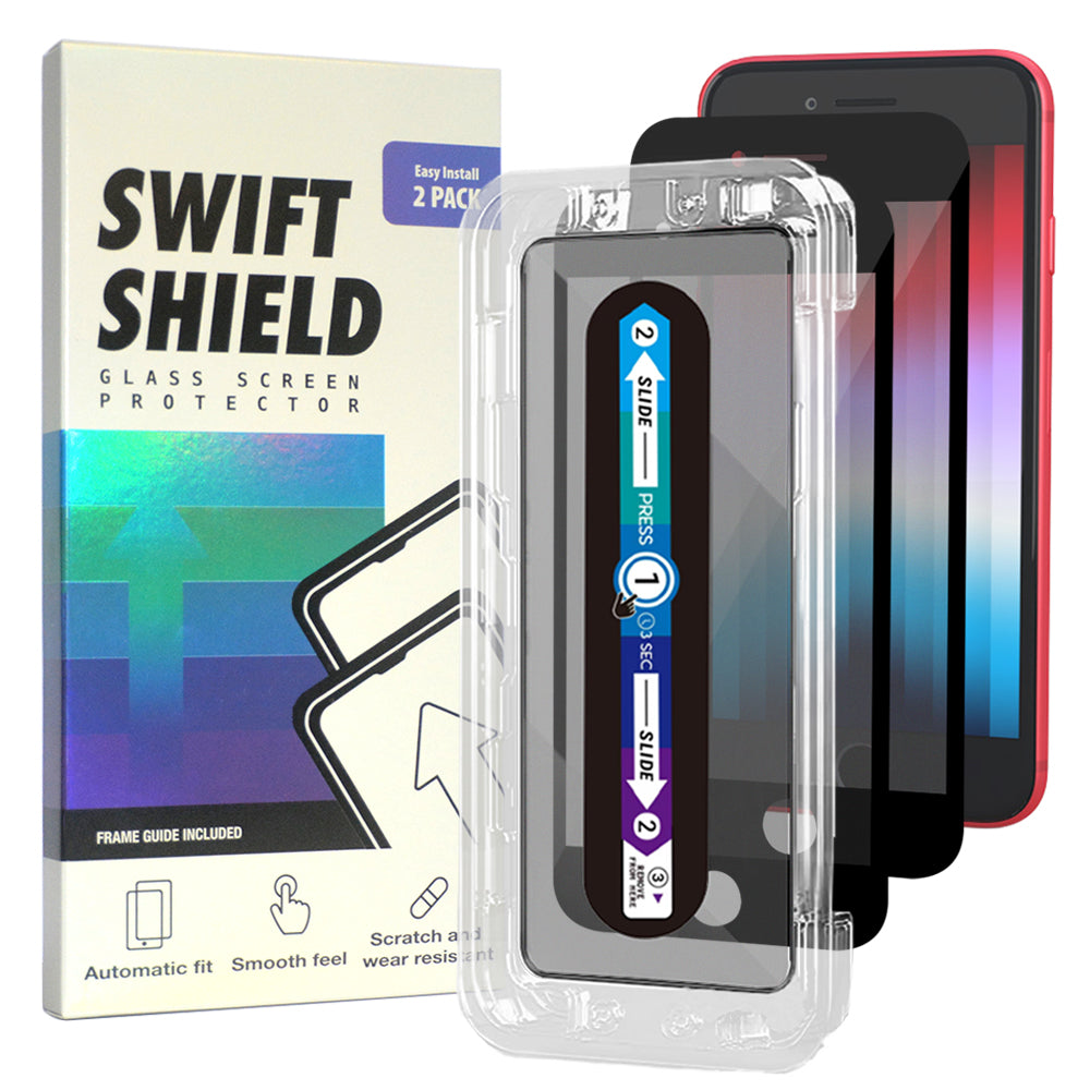 iPhone SE Tempered Glass Screen Protector [2-Pack] with Easy Alignment Frame – Matte Anti-Glare, Premium by SwiftShield