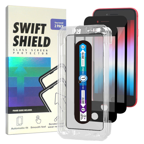 iPhone SE Clear Premium Tempered Glass Screen Protector Alignment Kit by SwiftShield [2-Pack]