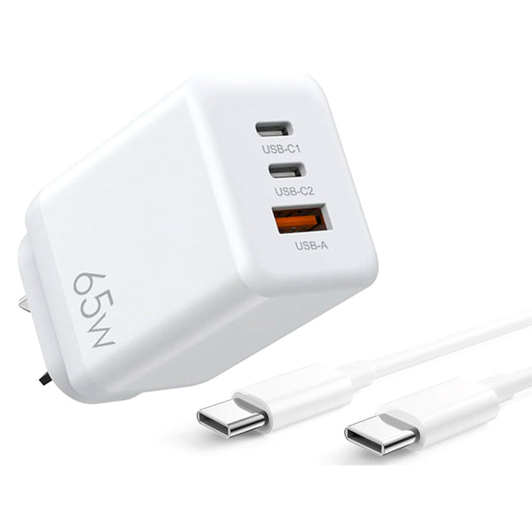 65W Superfast compatible wall charger with USB-C Cable