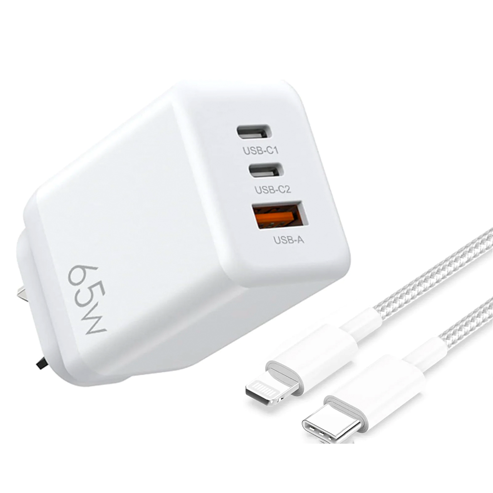 65W Superfast Compatible Wall Charger with USB-C to Lightning Cable