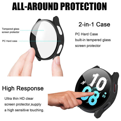 Samsung Galaxy Watch FE 40mm Case with Glass Screen Protector by SwiftShield (2 Pack - Black + Clear)